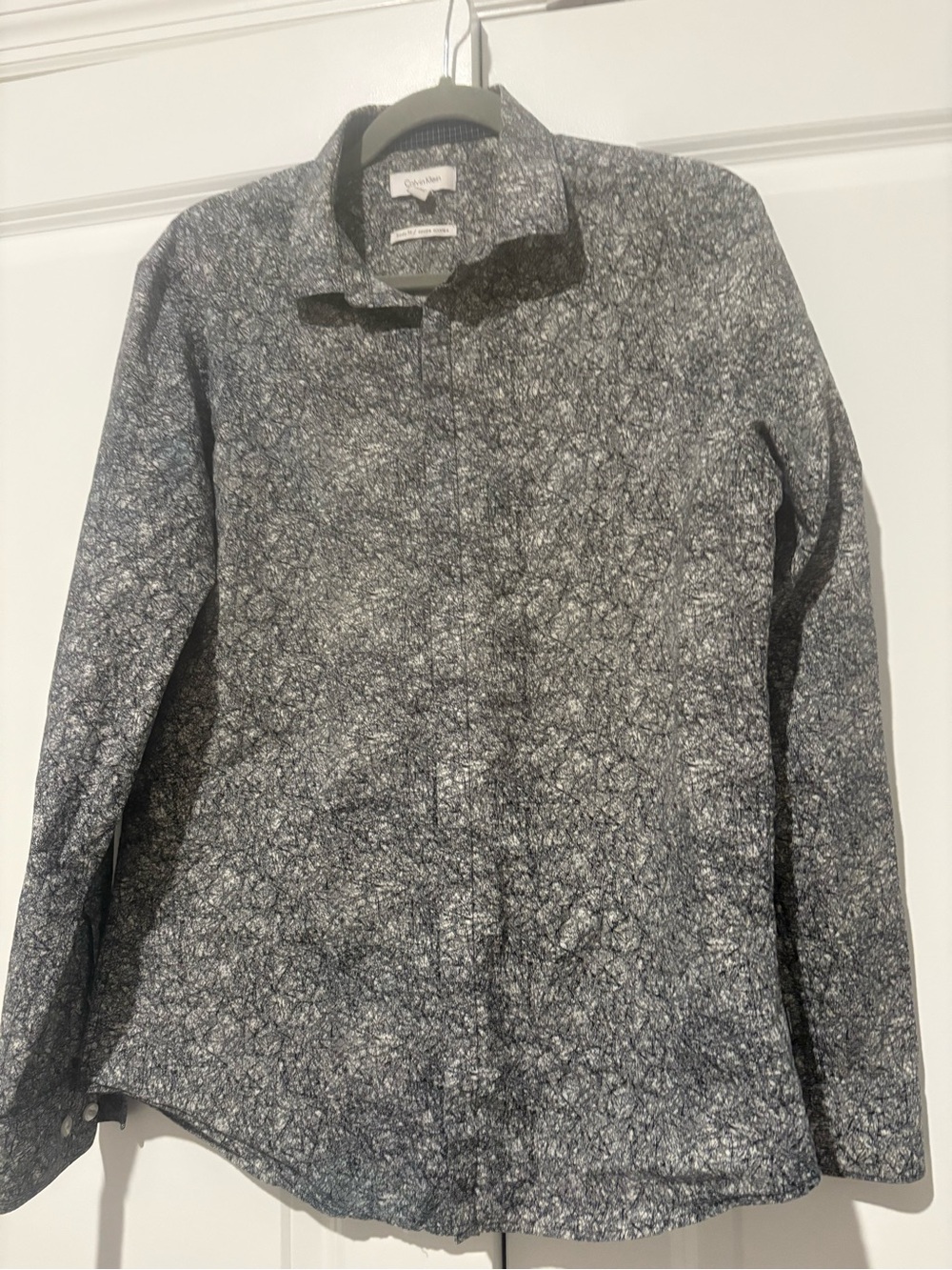 Calvin Klein Men's Gray Marbled Button-Up Shirt Jacket